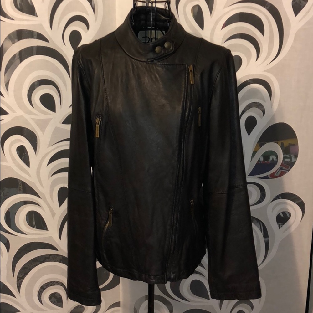 Sz Lg Michael Kors leather moto jacket